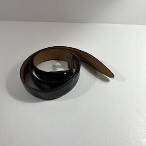 DOCKERS Mens Genuine Black Leather Belt Sz 34 Dull Silver Tone Buckle EUC